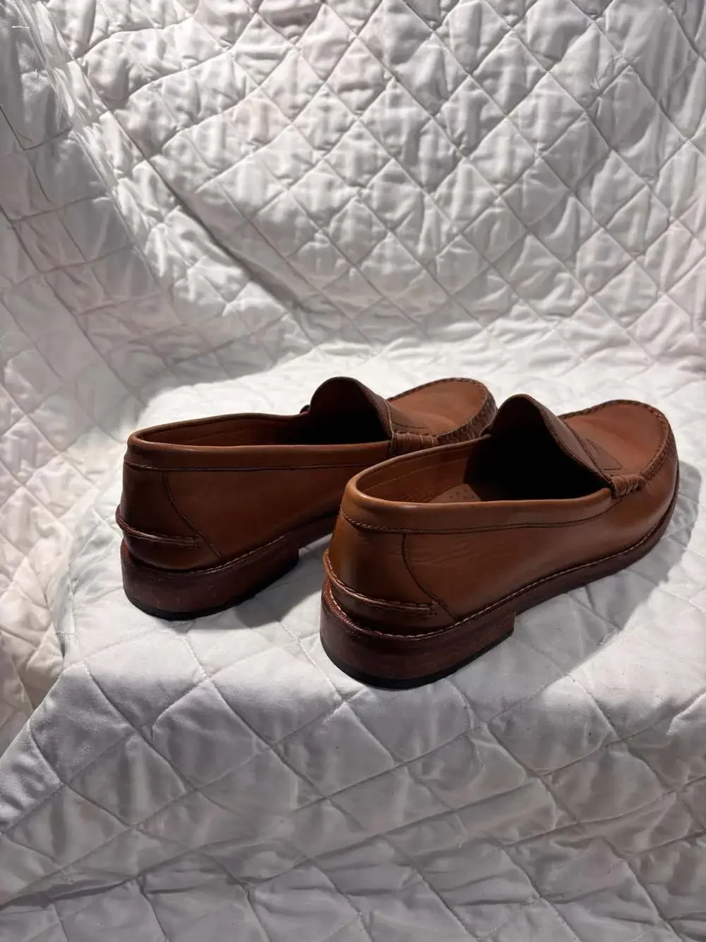 Johnston & Murphy Penny Loafers in Burnished Tan Leather